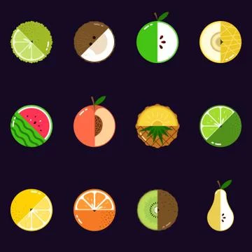 Fruits diversely oriented seamless vector pattern isolated Stock Illustration