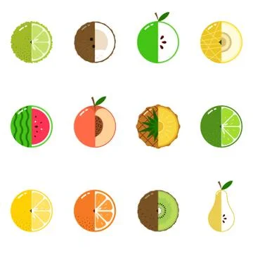 Fruits equally oriented seamless vector pattern isolated Stock Illustration