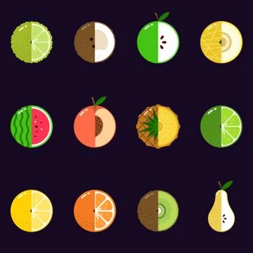 Fruits equally oriented seamless vector pattern isolated Stock Illustration