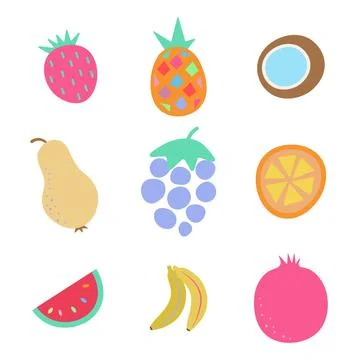 Fruits exotic tropical set vector Stock Illustration