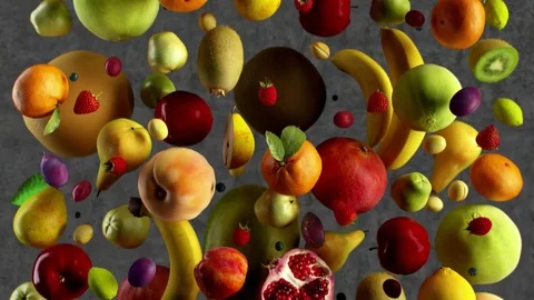 Fruits fall animation looped Stock Footage 69792318
