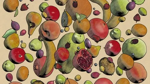 Fruits fall drawing Stock Footage 68580681