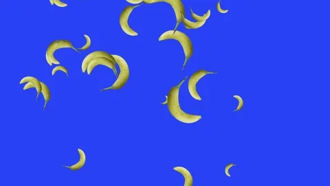 Fruits falling animation chroma key element loop, bananas Stock Footage 126918964