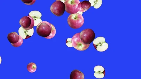Fruits falling animation chroma key element loop, apples Stock-Footage 126919578