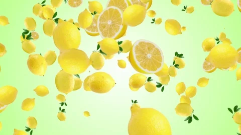 Fruits falling on color background Stock Footage 95002423