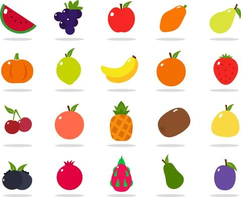 Fruits Flat Design Icon Set stock illustration Stock Illustration