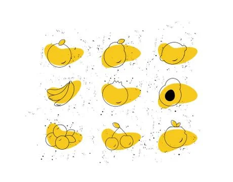 Fruits flat icon on white background in vector illustration Stock Illustration