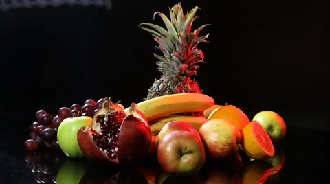 Fruits on a glass background Stock Footage 60635169