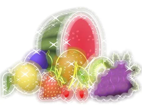 Fruits glowing background Stock Illustration