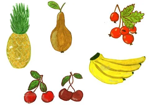 Fruits gouache Stock Illustration
