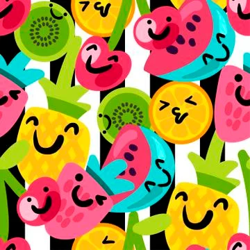 Fruits hand drawn seamless vector pattern 库存插图