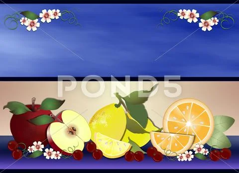 Fruits for health blue Stock Illustration