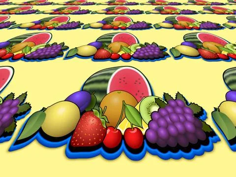 Fruits heap perspective image Stock Illustration