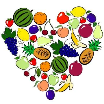Fruits heart Stock Illustration