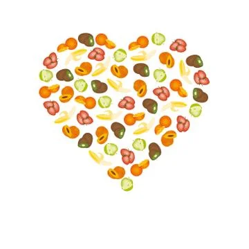 Fruits in heart Stock Illustration
