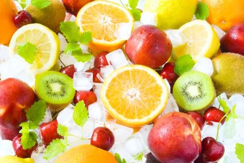 Fruits on ice Stock Photos