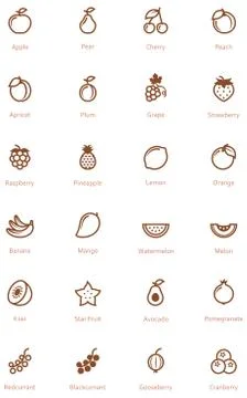 Fruits icon set Stock Illustration
