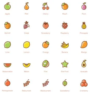 Fruits icon set Stock Illustration