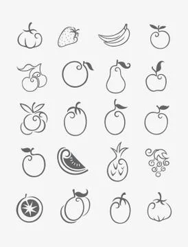 Fruits icon set Stock Illustration