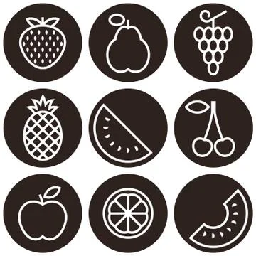 Fruits icon set Stock Illustration