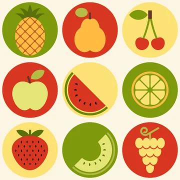 Fruits icon set Stock Illustration