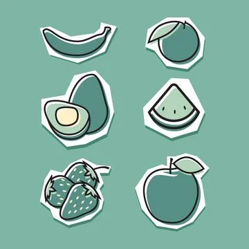 Fruits Icon Set Stock Illustration
