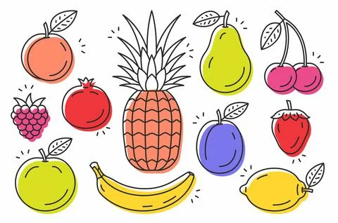 Fruits icon set Stock Illustration