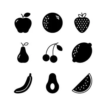 Fruits icon set simple flat vector illustration イラスト素材