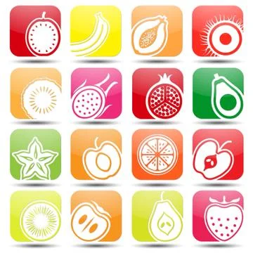 Fruits icons Stock Illustration