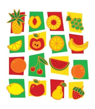 Fruits icons isolated on white background Stock Illustration