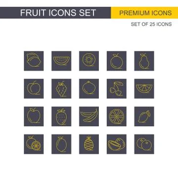 Fruits icons set Stock Illustration