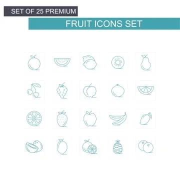Fruits icons set Stock Illustration