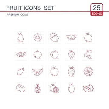 Fruits icons set Stock Illustration
