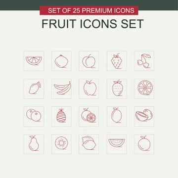 Fruits icons set Stock Illustration