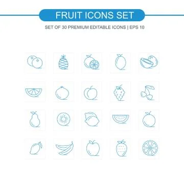 Fruits icons set Stock Illustration