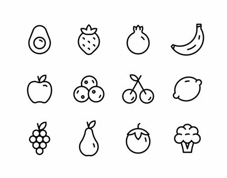 Fruits icons set Stock Illustration