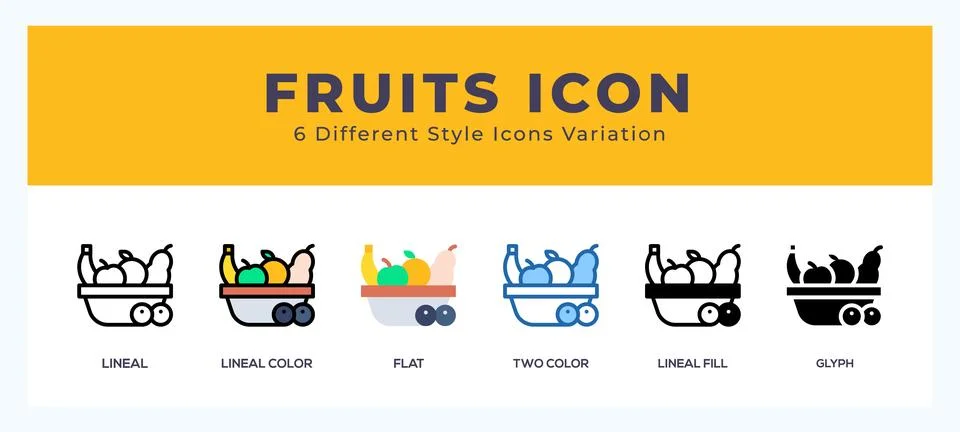 Fruits icons set of simple vector illustration. Stock Illustration