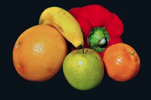 Fruits isolated on black Stock Photos
