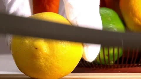 Fruits, lemon and orange, slice, 2 clips Stock Footage 10718999