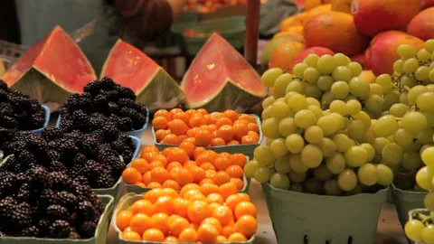 Fruits at a market Stock Footage 132684714
