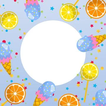 Fruits oranges vector frame with round copy space Stock Illustration