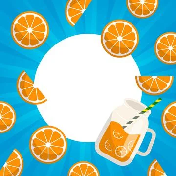Fruits oranges vector frame with round copy space Stock Illustration