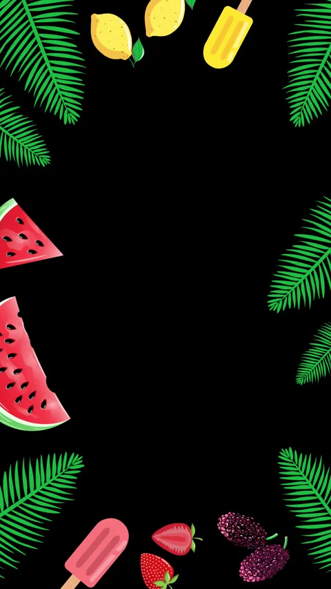 FRUITS PALM ON BLACK RENDER Stock Footage 268984405