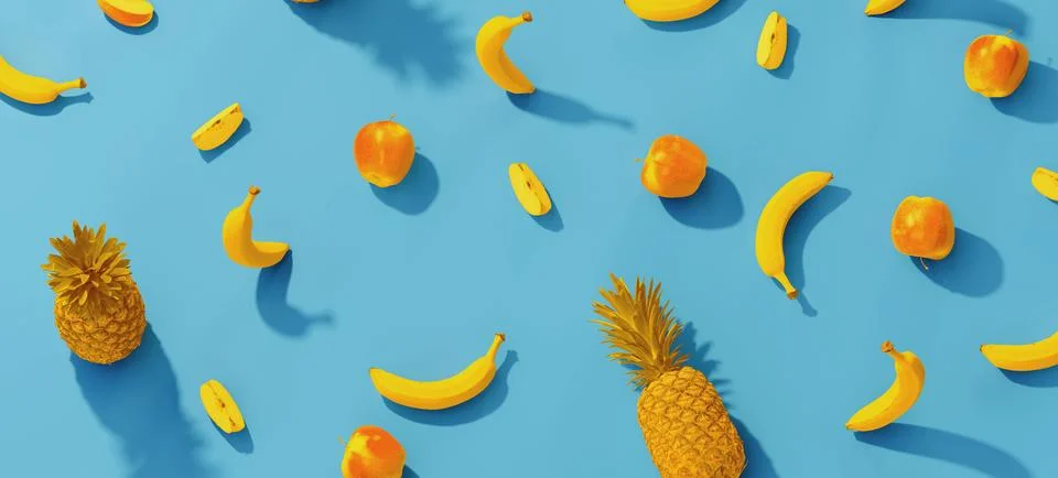 Fruits pattern 3d visualization illustration Stock Illustration