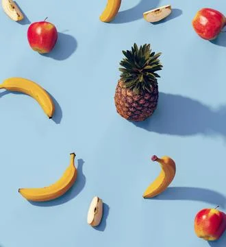 Fruits pattern 3d visualization illustration Stock Illustration