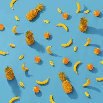 Fruits pattern 3d visualization texture background Stock Illustration