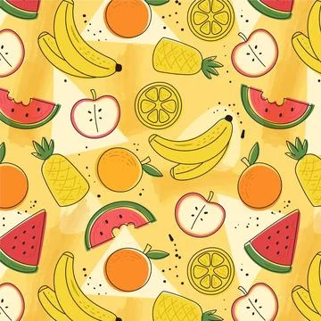 Fruits pattern colorful set Stock Illustration