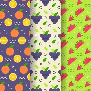 Fruits pattern pack Illustrazione stock