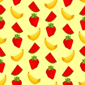 Fruits pattern seamless. Fruit isometric style set background. watermelon and Illustrazione stock