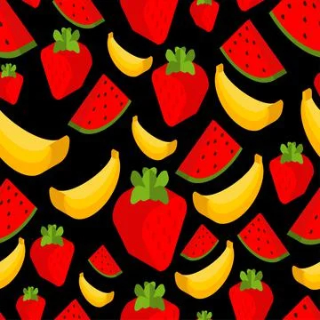 Fruits pattern seamless. Fruit isometric style set background. watermelon and 스톡 일러스트
